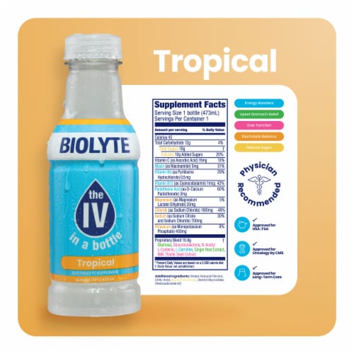 Biolyte® Tropical IV Enhanced Bottled Water Perspective: back
