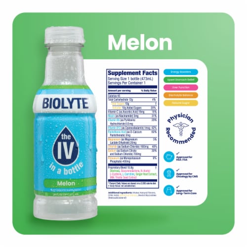 Biolyte® Melon Electrolyte Drink Bottle Perspective: back