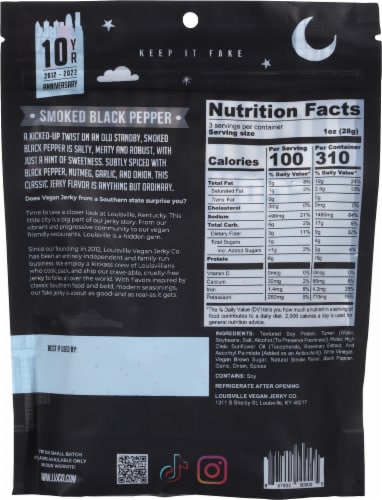 Louisville Pete's Smoked Black Pepper Vegan Jerky Perspective: back