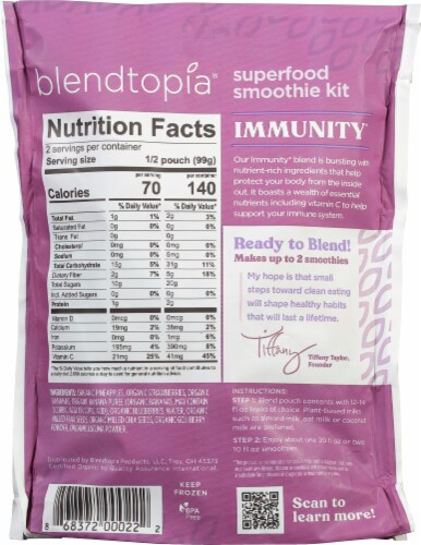 Blendtopia® Immunity Superfood Smoothie Kit Perspective: back