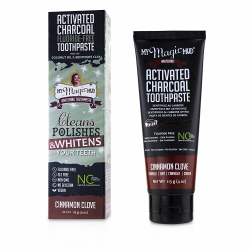 My Magic Mud® Activated Charcoal Cinnamon Clove Whitening Toothpaste Perspective: back