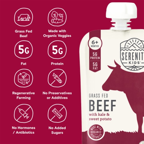 Serenity Kids Grass Fed Beef with Organic Kale & Sweet Potato Baby Food Pouch - 3.5oz Perspective: back