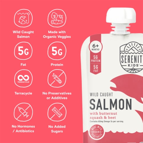 Serenity Kids Wild Caught Salmon with Organic Butternut Squash & Beet Pouch Perspective: back