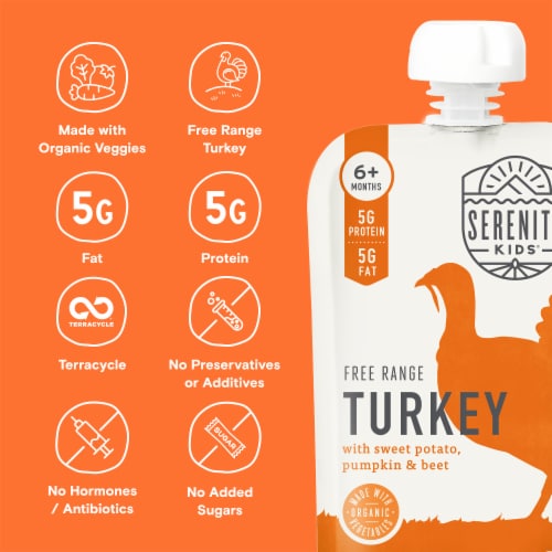 Serenity Kids® Pasture Raised Turkey With Organic Pumpkin & Beets Stage 2 Baby Food Perspective: back