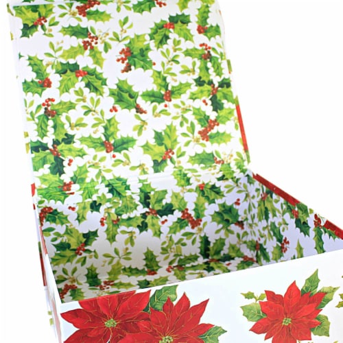 Christmas Xlrg Magnetic Closure Box.. Rigid Christmas Decor Gift 1840Flower Perspective: back