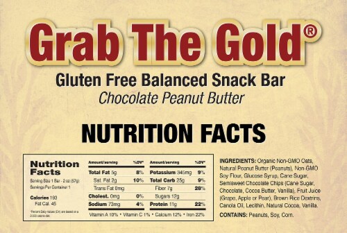 Grab the Gold® Chocolate Peanut Butter Snack Bars Perspective: back