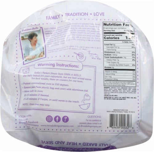 RoRo's Baking Company® Parker House Style Rolls Perspective: back