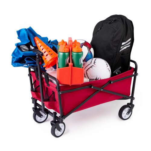 Seina Steel Compact Collapsible Folding Outdoor Portable Utility Cart - Red Perspective: back
