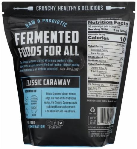 Cleveland Kraut Classic Caraway Sauerkraut Perspective: back
