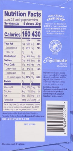 LOVO® AlmondMilk Chocolate Candy Bar Perspective: back