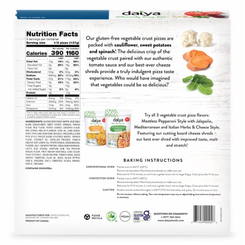Daiya Plant Based and Dairy Free Vegetable Crust Mediterranean Pizza Perspective: back