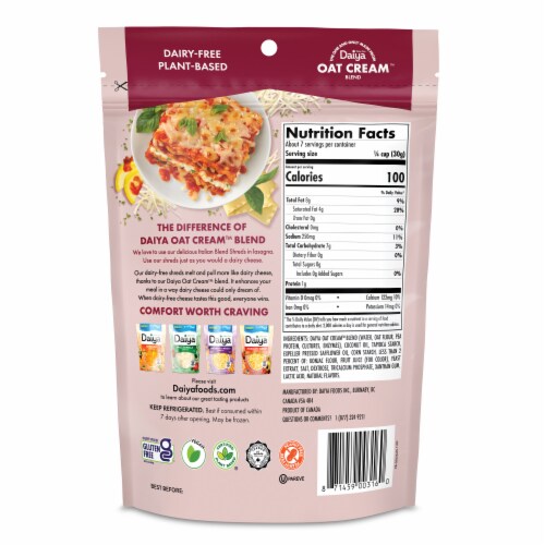 Daiya Dairy Free Italian Blend Cheese Shreds Perspective: back