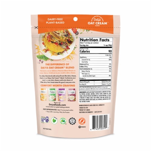 Daiya Dairy Free Mexican 4 Cheeze Style Blend Vegan Cheese Shreds Perspective: back