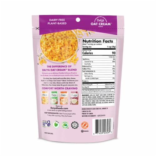 Daiya Dairy Free Cheddar and Mozza Style Blend Vegan Cheese Shreds Perspective: back