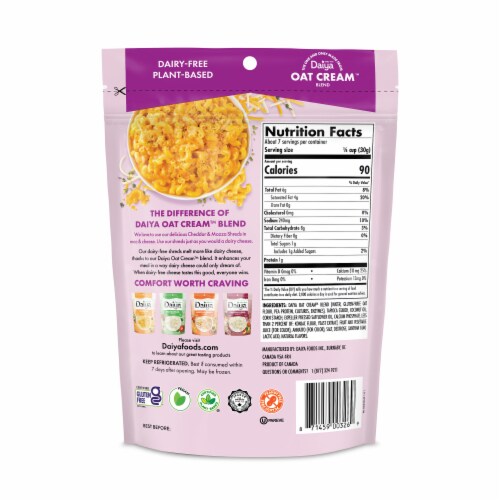 Daiya Dairy Free Cheddar and Mozza Cheese Shreds Perspective: back