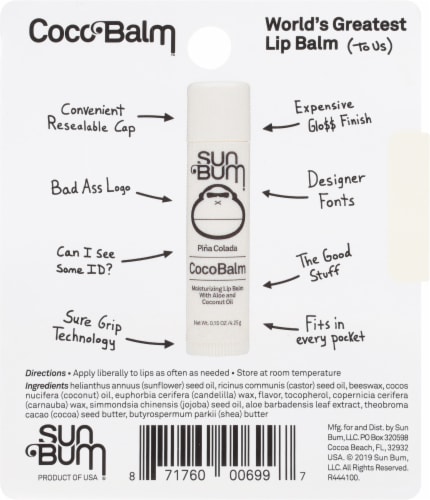 Sun Bum Pina Colada Cocobalm Lip Balm Perspective: back