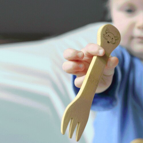 Bamboo Kid's Fork & Spoon (18M+) Perspective: back