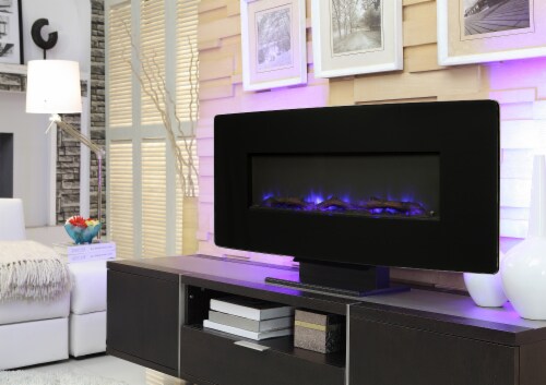 Muskoka Curved Front Wall Mount Glass Fireplace - Black Perspective: back