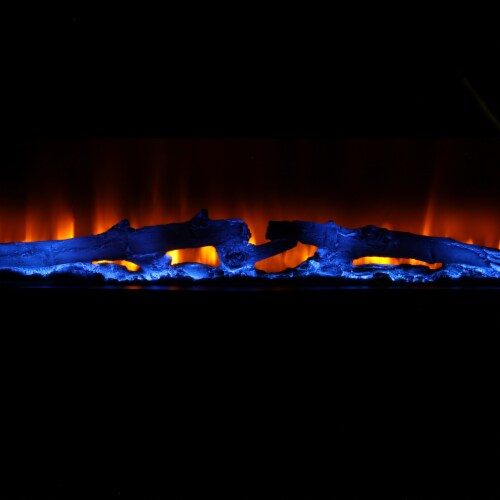 Muskoka Curved Front Wall Mount Electric Fireplace with Black Glass Perspective: back