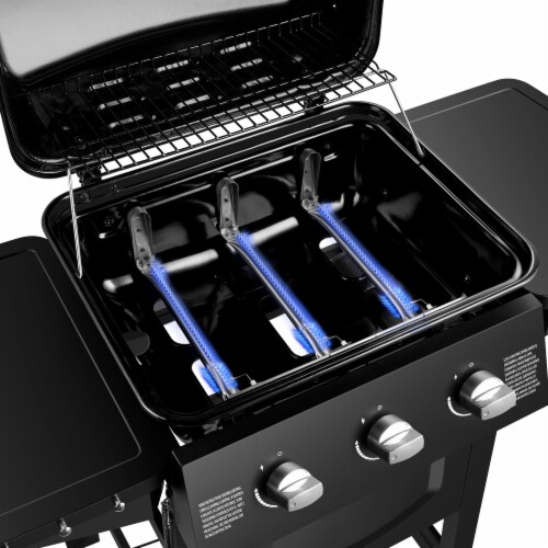Dyna-Glo 3-Burner Black 30,000 BTU Open Cart LP Gas Grill DGB313CNP Perspective: back