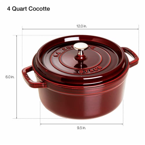 Staub Cast Iron 4-qt Round Cocotte - Grenadine Perspective: back