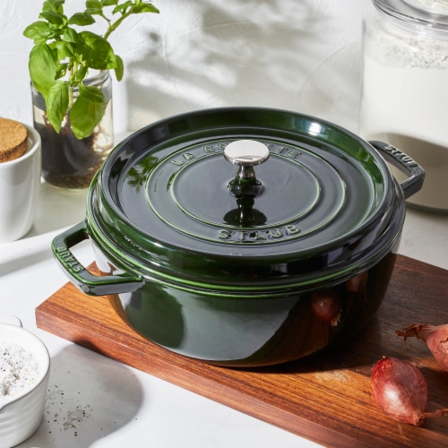 Staub Cast Iron 5.5-qt Round Cocotte - Basil Perspective: back