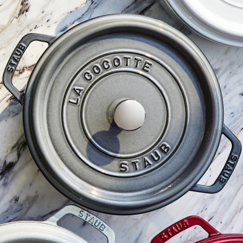 Staub Cast Iron 4-qt Round Cocotte - Graphite Grey Perspective: back