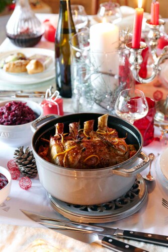 Staub Cast Iron 7-qt Round Cocotte - Graphite Grey Perspective: back
