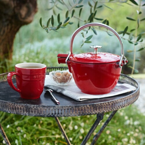 Staub Cast Iron 1 qt Round Tea Kettle Cherry 1 qt Fry s Food