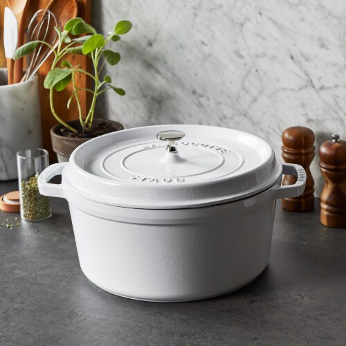 Staub Cast Iron Round Cocotte, Dutch Oven, 7-quart, serves 7-8, Made in  France, White, 7-qt - King Soopers