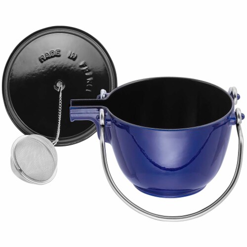 Staub Cast Iron 1-qt Round Tea Kettle - Dark Blue Perspective: back