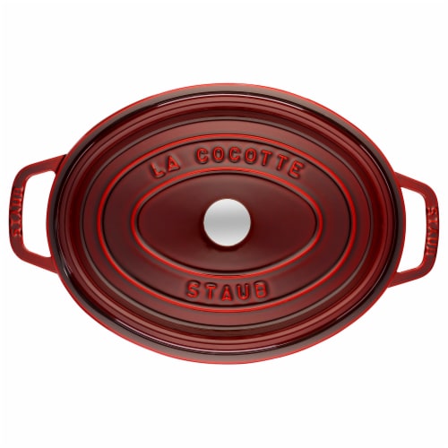 Staub Cast Iron Oval Cocotte, Dutch Oven, 5.75-quart, serves 5-6, Made in France, Grenadine Perspective: back