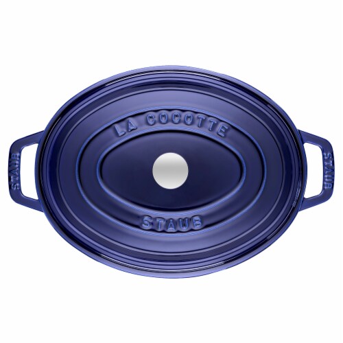 Staub Cast Iron Oval Cocotte, Dutch Oven, 5.75-quart, serves 5-6, Made in France, Dark Blue Perspective: back