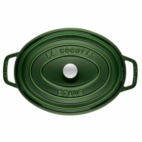Staub Cast Iron Oval Cocotte, Dutch Oven, 5.75-quart, serves 5-6, Made in France, Basil Perspective: back