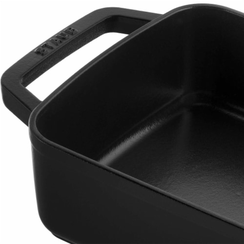 Staub Cast Iron 12-inch x 8-inch Roasting Pan - Matte Black Perspective: back