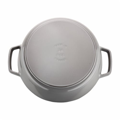 Staub Cast Iron 6-qt Cochon Shallow Wide Round Cocotte - Graphite Grey Perspective: back