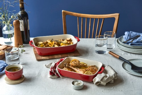 Staub Ceramic 2-pc Rectangular Baking Dish Set - Cherry Perspective: back