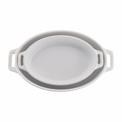 Staub Ceramic 2-pc Oval Baking Dish Set - White Perspective: back