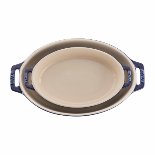 Staub Ceramic 2-pc Oval Baking Dish Set - Dark Blue Perspective: back
