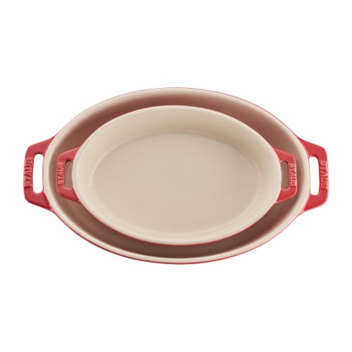 Staub Ceramic 2-pc Oval Baking Dish Set - Cherry Perspective: back