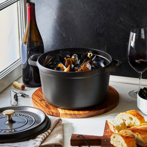 Staub Cast Iron Dutch Oven 5-qt Tall Cocotte, Made in France, Serves 5-6, Matte Black Perspective: back