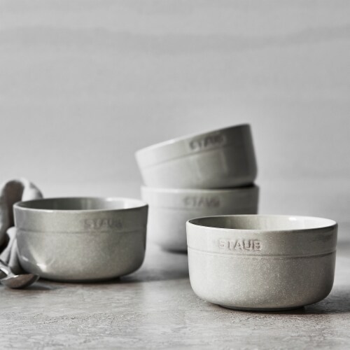 Staub Ceramic Dinnerware 4-pc 5-inch Cereal Bowl Set - White Truffle Perspective: back