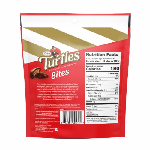 DeMet's Original Turtles Pecan Bite Size Caramel Nut Cluster Perspective: back
