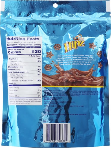 Flipz Holiday Milk Chocolate Covered Pretzels Perspective: back