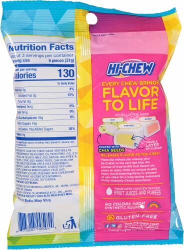 Hi-Chew™ Tropical Mix Fruit Flavored Chews Candy Bag Perspective: back