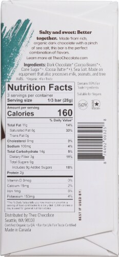 Theo® Organic Fair Trade Sea Salt 70% Dark Chocolate Bar Perspective: back