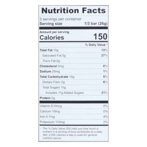 Theo Chocolate Nutcracker Brittle 55% Dark Chocolate 2.8oz Bar Perspective: back