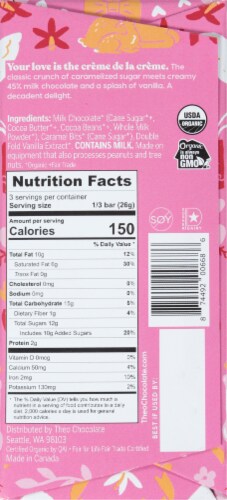 Theo® Chocolate Creme Brulee Milk Chocolate Bar Perspective: back