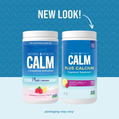 Natural Vitality CALM Plus Calcium Raspberry Lemon Magnesium Supplement Drink Mix Perspective: back