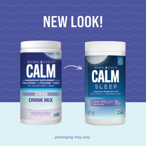Natural Vitality CALM Mixed Berry Flavored Sleep Magnesium Supplement Drink Mix Perspective: back